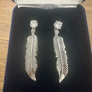 Montana Silversmiths sterling silver feather earrings with crystals